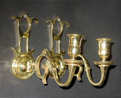A Pair of 18th Century Brass Sconces