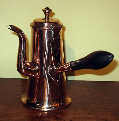 Metalware<br>Archives<br>SOLD    A Copper Chocolate Pot