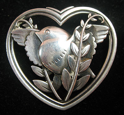 Jewelry<br>SOLD  Georg Jensen Heart & Bird Pin