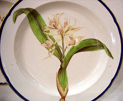 SOLD  An English Creamware Botanical Plate