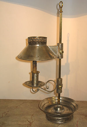 Metalware<br>Lighting<br>SOLD  A Tin Student Lamp