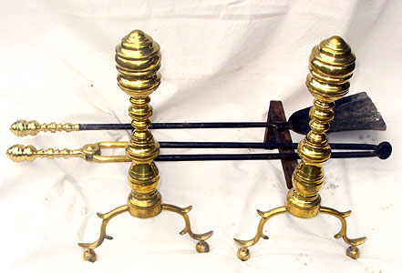 Metalware<br>Fireplace<br>A Set of American Andirons and FireTools