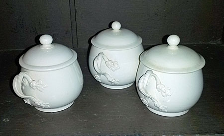 Ceramics<br>Ceramics Archives<br>Three Creamware covered custard cups