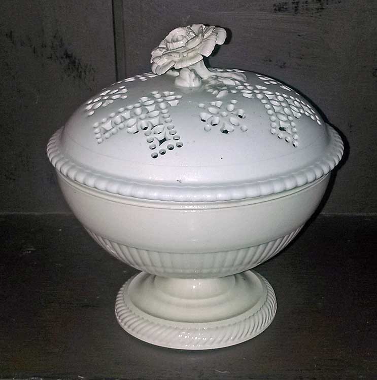 Ceramics<br>Ceramics Archives<br>Creamware bowl with pierced cover
