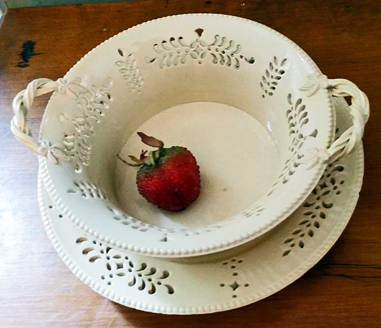 Ceramics<br>Ceramics Archives<br>Rare small pierced creamware basket and stand