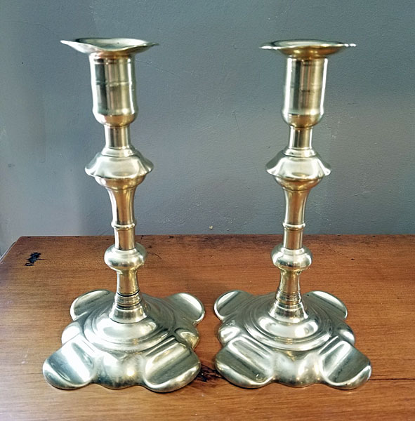Metalware<br>Archives<br>Pair of Signed Brass Candlesticks