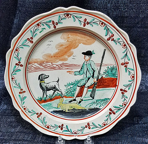 Creamware plate with Hunter