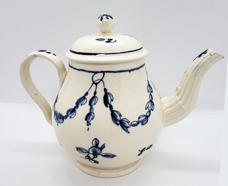 Pearlware teapot with blue swags