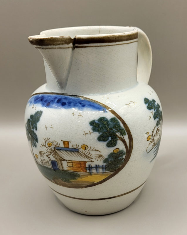 Just In<br>Small pearlware jug with chinoiserie decoration