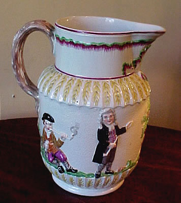 SOLD   Pearlware Jug with Raised Decoration