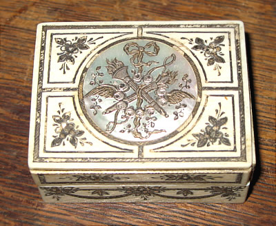 SOLD   LOVELY FRENCH IVORY AND MOTHER-OF-PEARL BOX