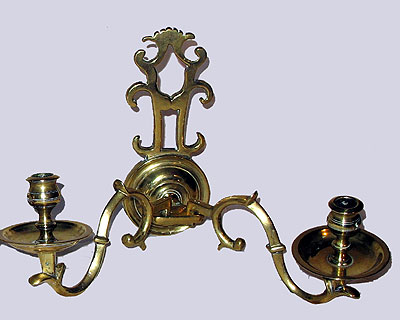 Metalware<br>Archives<br>SOLD A Pair of Brass Double Arm Sconces