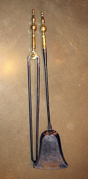 Metalware<br>Archives<br>SOLD  Pair of Steeple-top Fireplace Tools