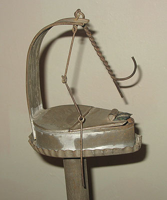 SOLD  Tin Betty Lamp Stand