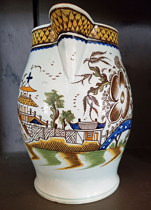Ceramics<br>Ceramics Archives<br>Pearlware polychrome dated jug
