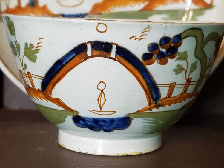 Ceramics<br>19th Century<br>Polychrome Pearlware tea bowl and saucer