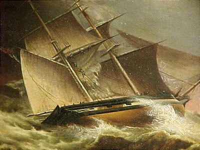 Oil on Canvas of a Ship in a Storm