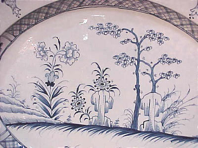 SOLD   Blue and White Platter with Unusual Decoration