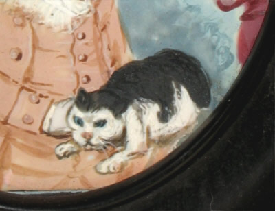 Miniature Portrait on Ivory of a Boy and His Kitty