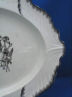 SOLD   Creamware Platter with Transfer of Minerva etc.