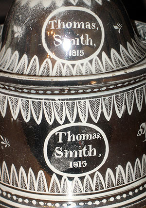 Ceramics<br>Ceramics Archives<br>SOLD A Silver Lustre Dated Smoking Set
