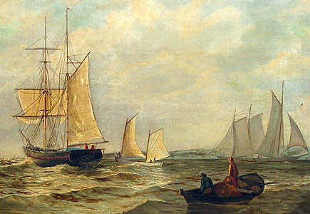 A Marine painting of sailboats.