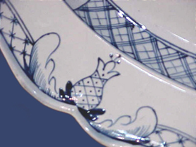 SOLD   Blue and White Platter with Unusual Decoration