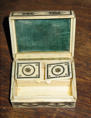 Accessories<br>Accessories Archives<br>SOLD   LOVELY FRENCH IVORY AND MOTHER-OF-PEARL BOX