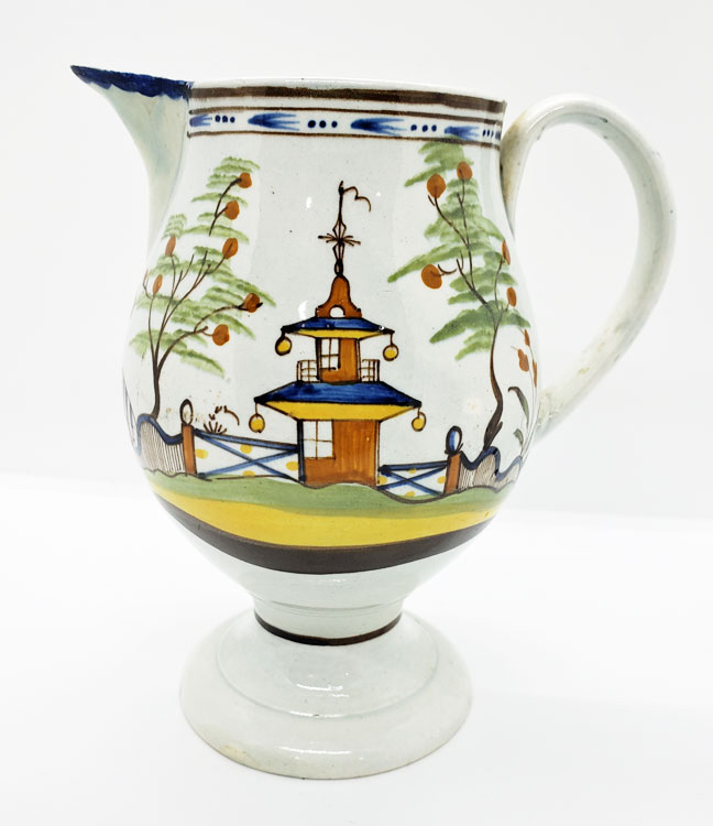 Just In<br>Pearlware Chinoiserie Footed Pitcher