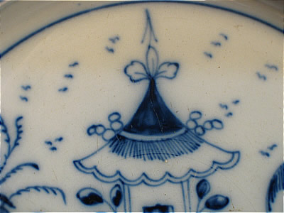 SOLD   PEARLWARE PLATE WITH CHINESE PAGODA DECORATION