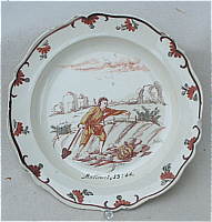 SOLD  Dutch Decorated Creamware Plate