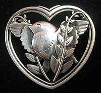 SOLD  Georg Jensen Heart & Bird Pin