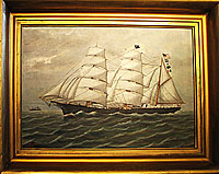SOLD  Portrait of the Nellie Brett Built in Calais, Maine in 1877; painted by Frank Barnes.