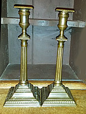 Pair of Square Based Georgian Brass Candlesticks