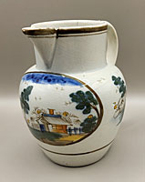 Small pearlware jug with chinoiserie decoration