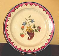 SOLD   Creamware Plate with Enamel Decoration