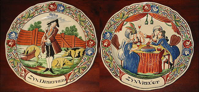 SOLD   A Pair of Creamware Prodigal Son Plates
