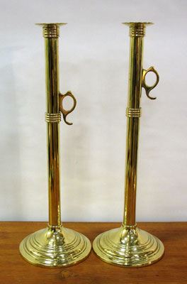 Metalware<br>Archives<br>SOLD   Pair of Tall Brass Candlesticks with Pushups