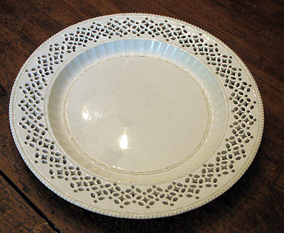 SOLD  A Large Creamware Pireced Plate
