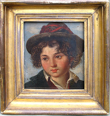 Paintings<br>Archives<br>SOLD    An Oil on Panel of a Cute Boy