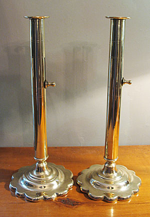 Metalware<br>Archives<br>SOLD  Unusual Pair of Queen Anne Candlesticks