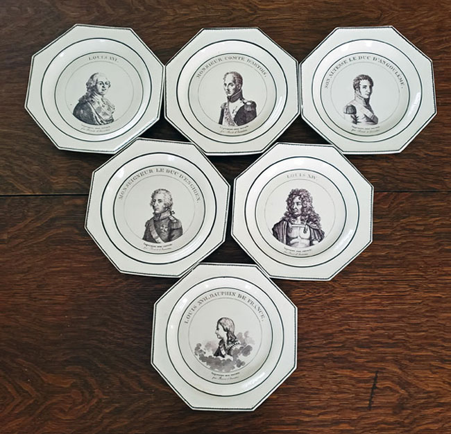 Set of Six French Portrait Plates