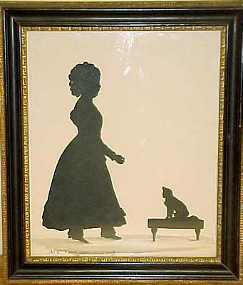 Accessories<br>Accessories Archives<br>SOLD   Edouart silhouette of young girl and her dog.