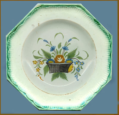 Ceramics<br>Ceramics Archives<br>Octagonal Plate with Hand-Painted Flower Basket