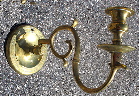 SOLD A Pair of Single-Arm Brass Sconces