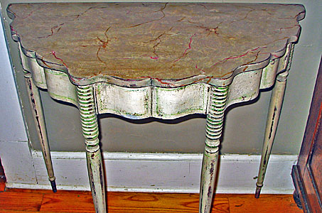 A Paint Decorated Pier Table with Faux Marble Top