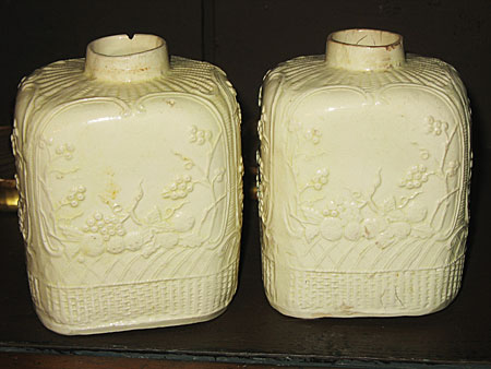 SOLD  A pair of creamware tea canisters