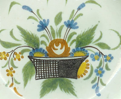 Octagonal Plate with Hand-Painted Flower Basket