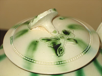 Accessories<br>Archives<br>SOLD   Creamware Teapot with green stripes