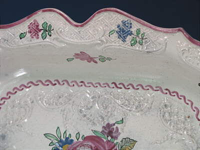 Accessories<br>Archives<br>SOLD   SALTGLAZE OVAL DISH, MOLDED AND PAINTED